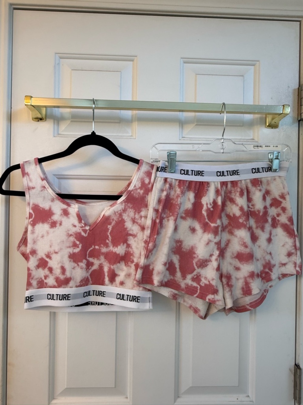 CULTURE Pink Tie-Dye Ribbed Sleep Tank & Shorts Set